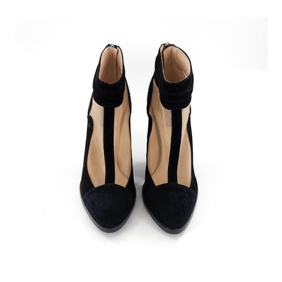 MISSONI Runway Pony Style Calf Hair Suede Mesh Panel Black Bootie NEW - Picture 7 of 15